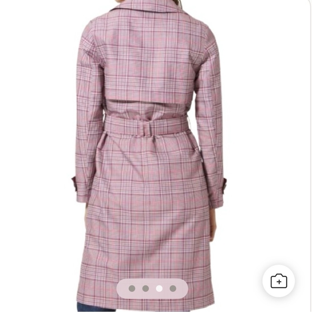 Trench Coat Plaid Belted Double Breasted Storm Flap M&S Collection Size 16 - Picture 3 of 11